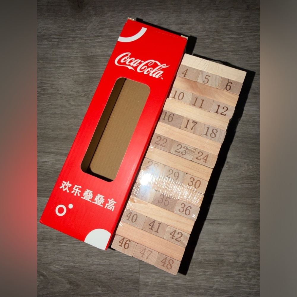 Coca-Cola wooden tumbling tower game